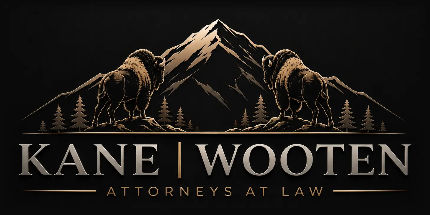 Kane Wooten, Attorneys at Law: two bison facing a mountain ridge